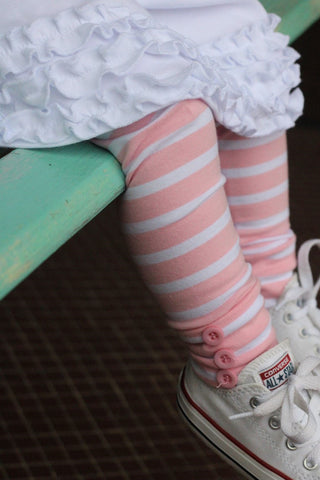 Strawberry Milkshake Pink Stripe Button Leggings