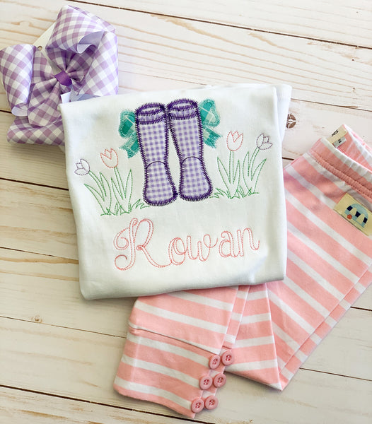 Springtime Rain Boots Personalized Tee